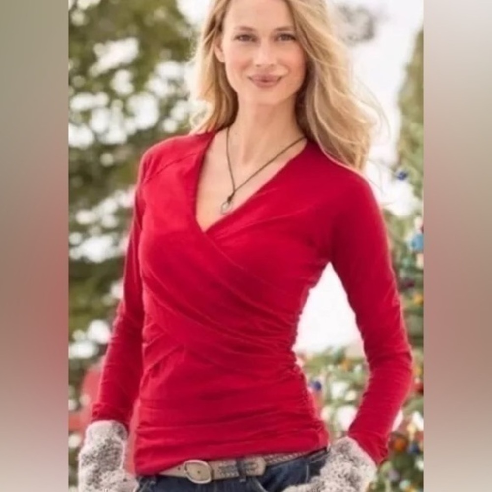 NWOT Sundance Vanessa Wrap Style Red Top Size Small